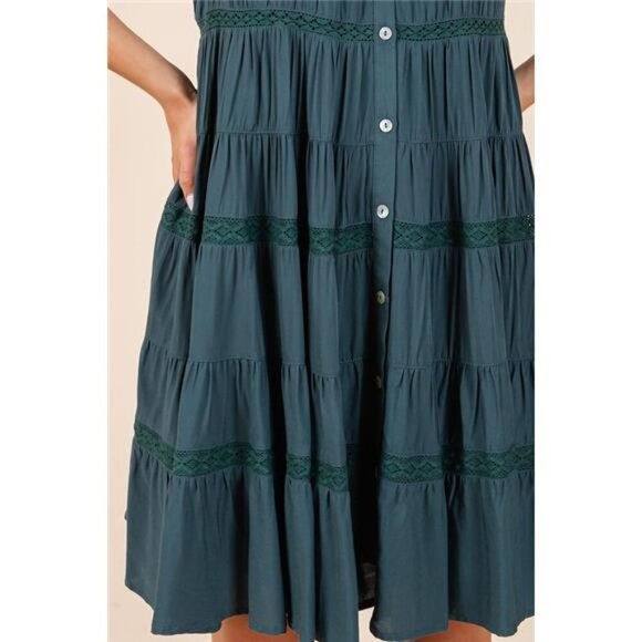 Mittoshop Lace Detail Ruffled Button Down Tiered Dress - Picture 7 of 7